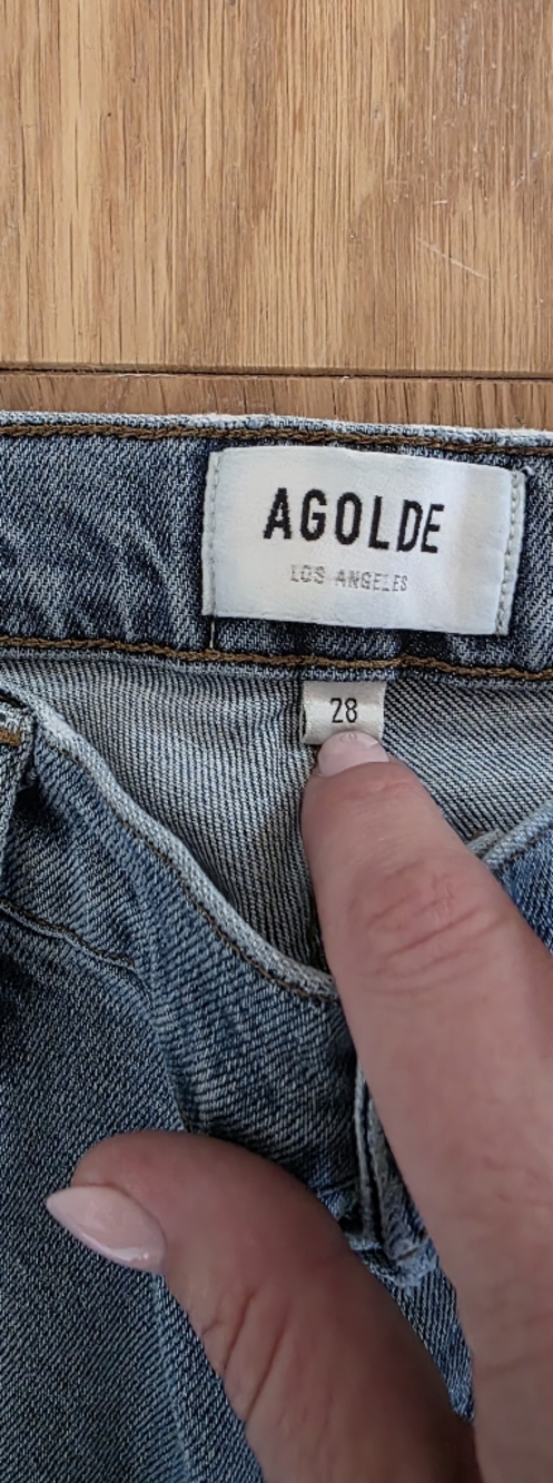 Agolde Jeans Agolde Nico High Rise Slim Fit Jeans Raw Hem Butten Fly - Picture 4 of 7